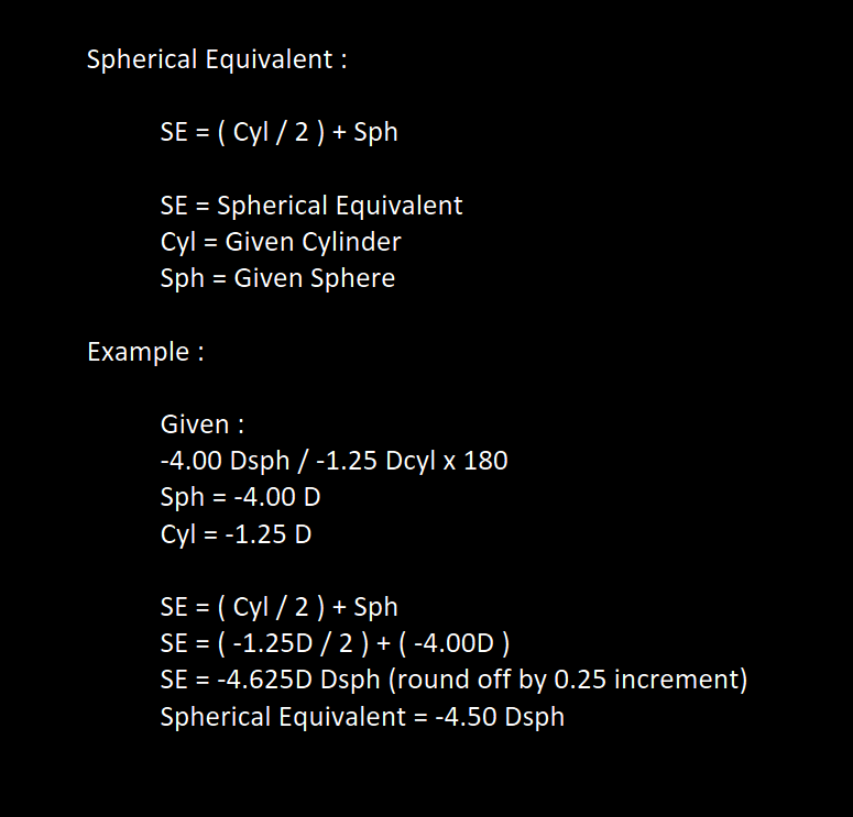 Spherical Equivalent Darkmode