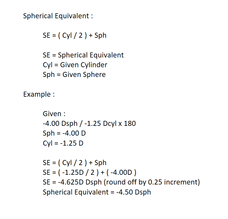Spherical Equivalent Lightmode